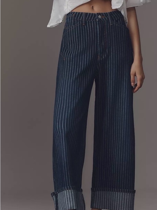 Pilcro Denim - Pilcro Kayden Railroad Stripe Wide-Leg Cuffed Jeans